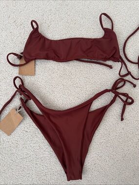 Women’s Tie-Side Bikini Set in Brown